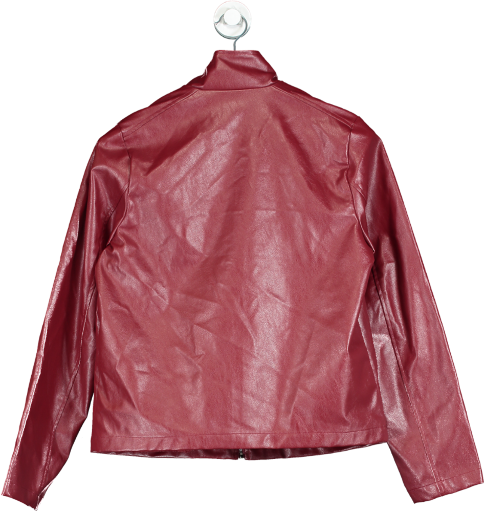 PrettyLittleThing Red Faux Leather Jacket UK 8