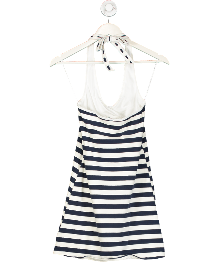 Hollister Blue Cotton Blend Striped Halter Dress UK XS