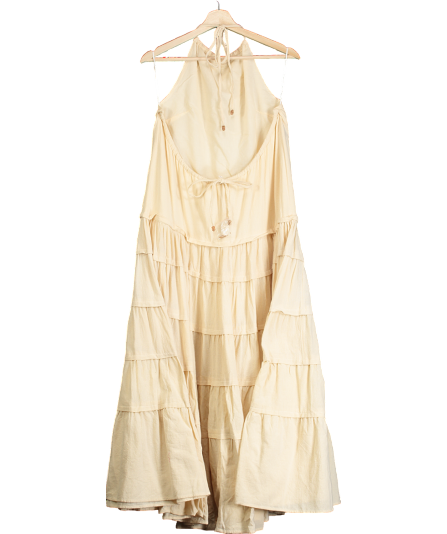 Free People Beige Somewhere Sunny Drop-waist Maxi Dress UK M