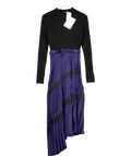 Claudie Pierlot Black / Blue Pleated Skirt Sweater Dress T3 UK 12