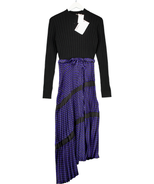 Claudie Pierlot Black / Blue Pleated Skirt Sweater Dress T3 UK 12