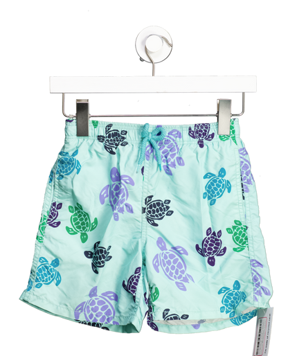 VILEBREQUIN Aqua Blue Turtle Print Logo Patch Swim Shorts With Bag 12 Years