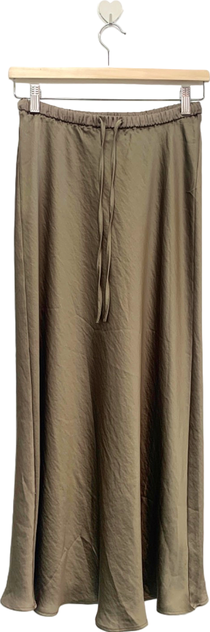 M S Collection Taupe satin Midi slip Skirt Size 18 Reliked