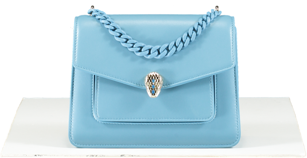 BVLGARI Blue Serpenti Handbag With Wide Strap