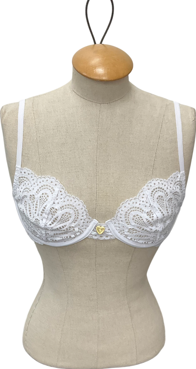 with love lilly White Lace Bra UK M