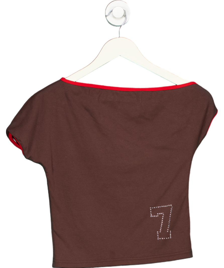 With Jean Brown Lucky Seven T-shirt UK XS