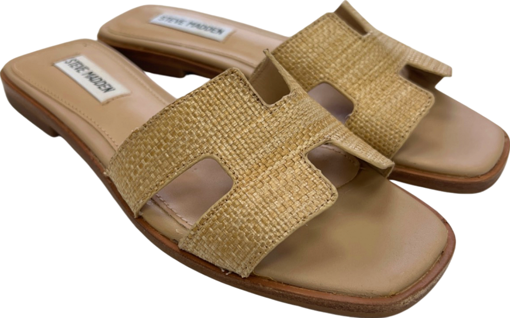 Steve Madden Beige Woven Slide Sandals UK 3.5/4