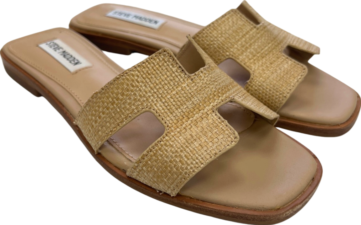 Steve Madden Beige Woven Slide Sandals UK 3.5/4