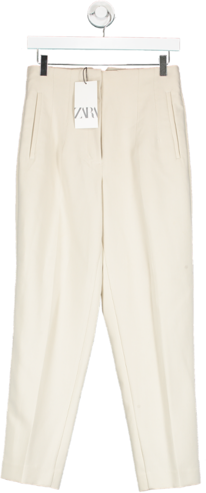 ZARA Beige Tailored Trousers UK S