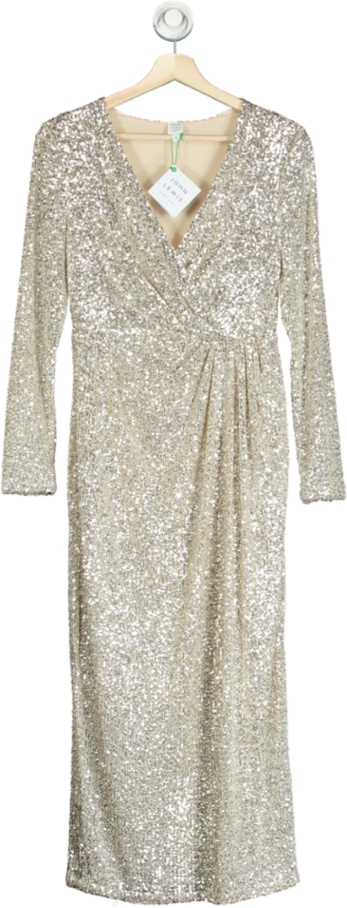 John Lewis Gold Sequin Long Sleeve Dress UK 8