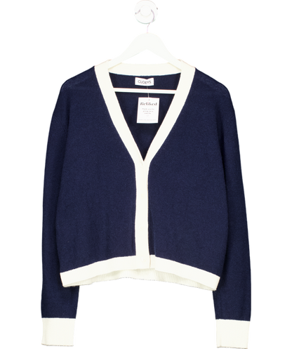 Cloeys Colourblock Softest 100% Cashmere Cardigan Blue & White UK M/L