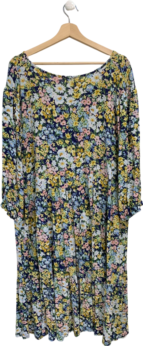 Yours Navy Floral Print Dress UK 30-32