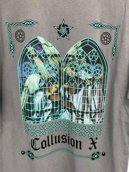 Collusion Grey T-shirt With Stained Glass Back Print UK L