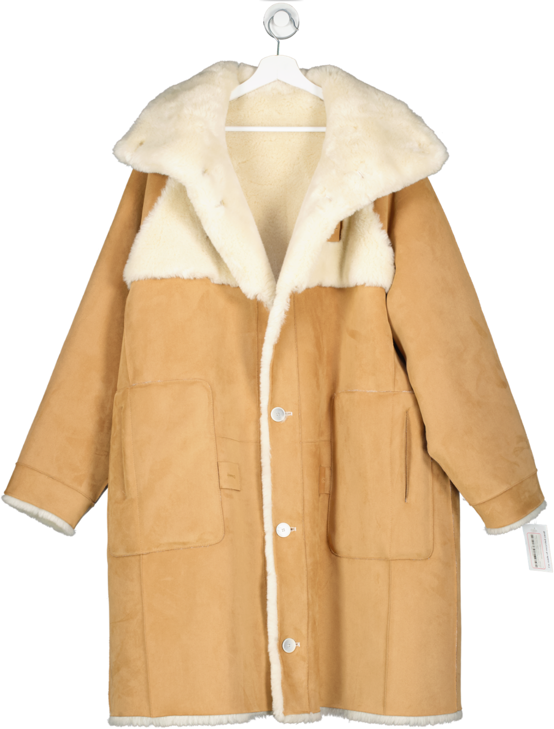 angelo bianco Brown Faux Fur Longline Oversized Coat UK M/L