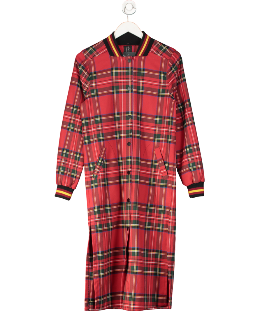 River Island Red Rihanna Checked Ribbed Jacket Dress UK 8
