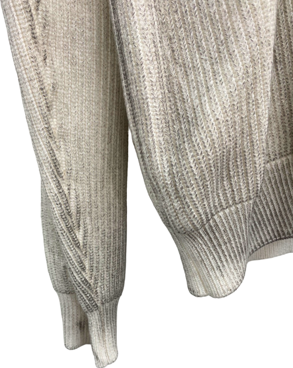 JCAESAR Off White Zip-Up Ribbed Sweater UK Size L