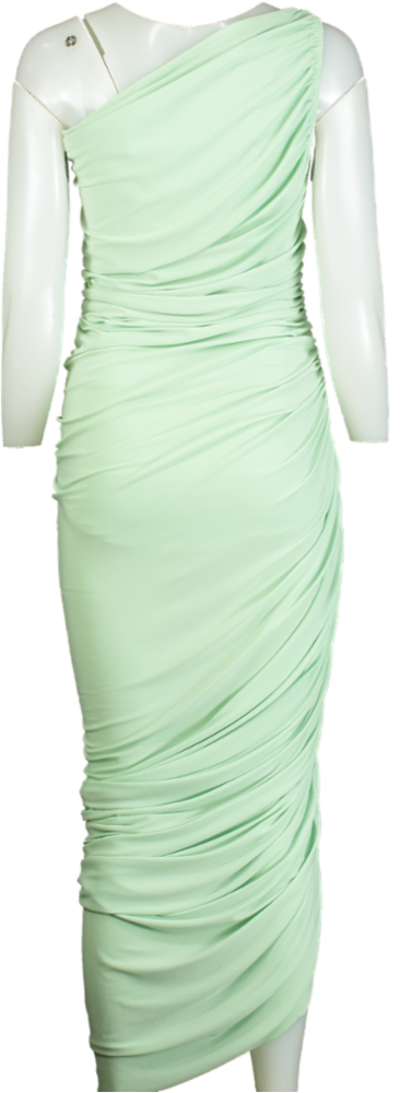 Norma Kamali Mint Green Asymmetrical Ruched Dress S/36