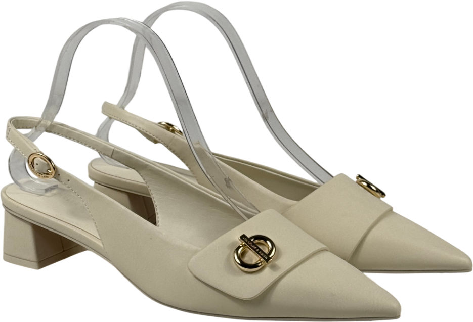 CHARLES & KEITH Cream Marley Slingback Pumps - Chalk UK 4 EU 37 👠
