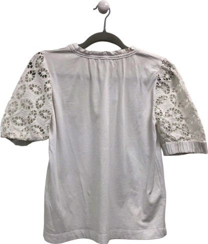 Sandro White Lace Sleeve Top S