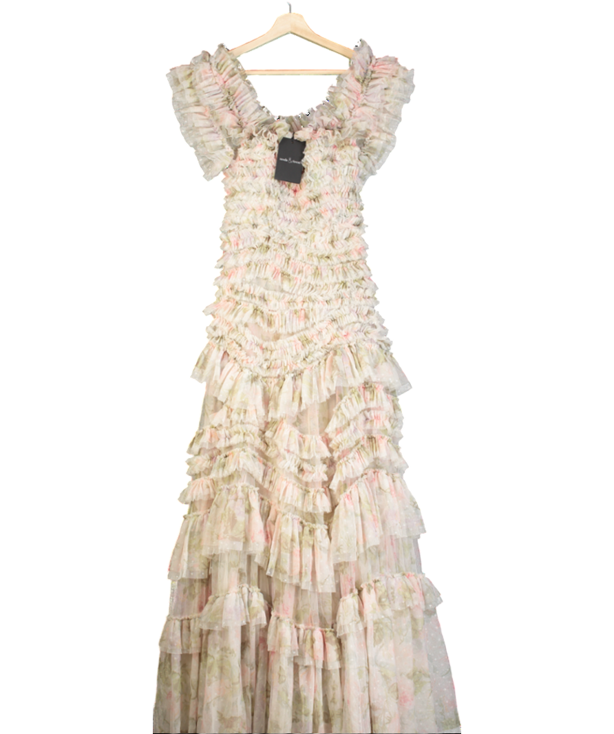 Needle & Thread Green Rose Powder Off-shoulder Gown In Moonshine UK 8