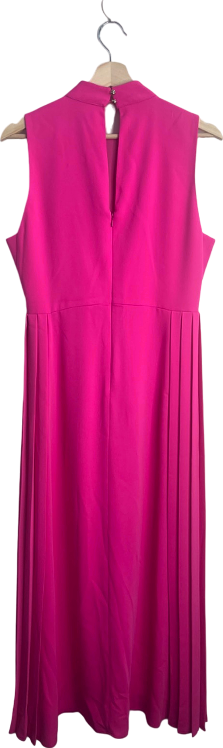 Karen Millen Hot Pink Soft Tailored Pleated Panel Midi Dress UK 12