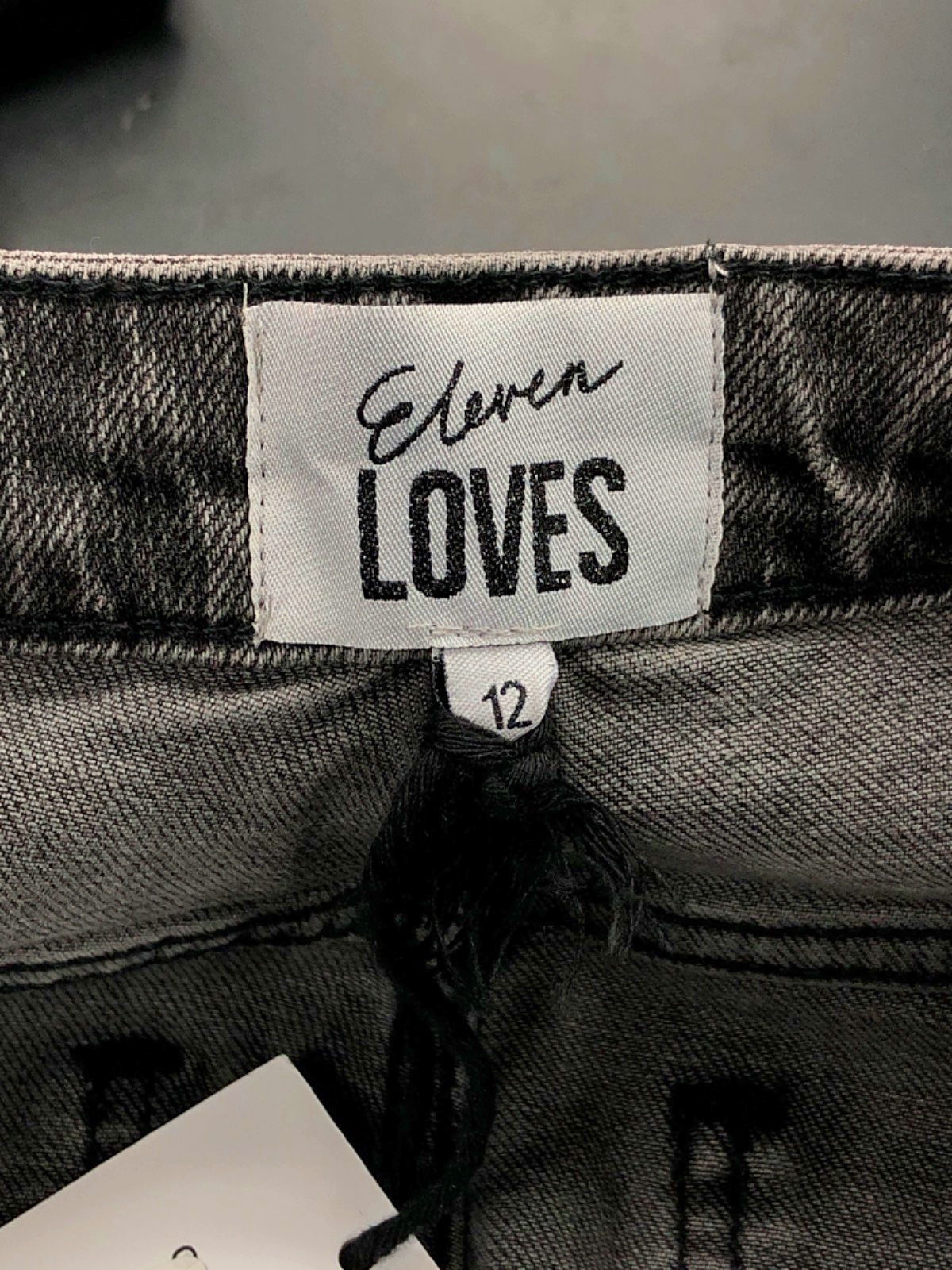 Eleven Loves Black High-Waisted Straight Leg Jeans UK 12