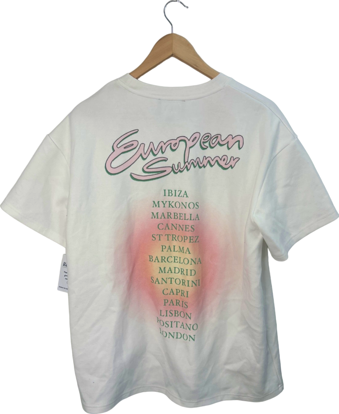 BLY White European Summer Graphic T-Shirt UK 12