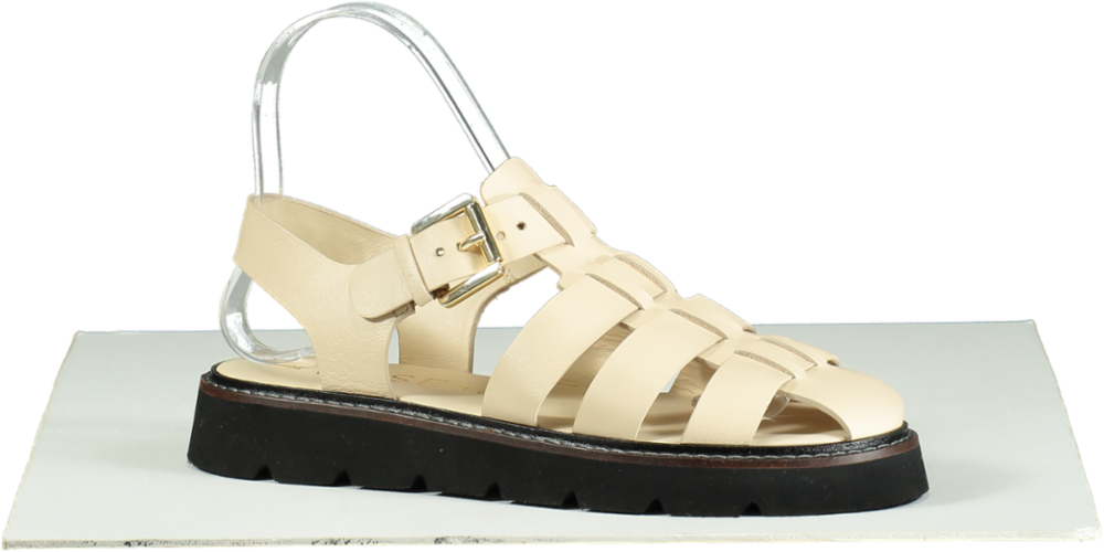 WYSE LONDON Beige Leather Darcy Sandals UK 4