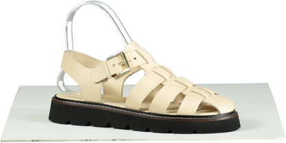 WYSE LONDON Beige Leather Darcy Sandals UK 4