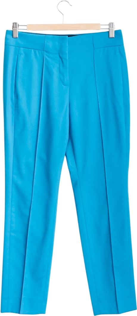 DOROTHEE SCHUMACHER Turquoise Blue Tapered Seam Detail Wool Cigarette Trouser Sz1 UK XS