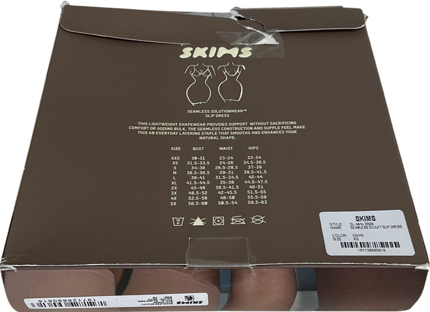 SKIMS Black Seamless Sculpt Slip Dress - Onyx UK XS