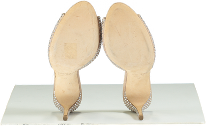 Paris Texas Beige Holly Crystal-Embellished Suede Mules EU 37 UK 4