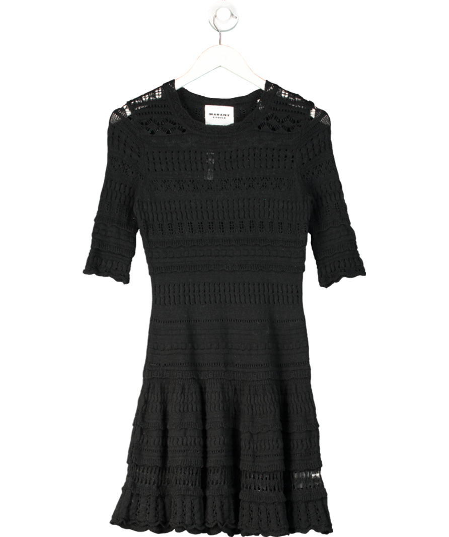Isabel Marant Black Abril Knitted Cotton Minidress UK 8