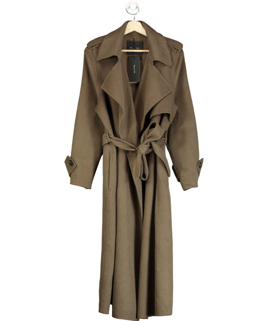 Massimo Dutti Brown Belted Wool Overcoat UK S
