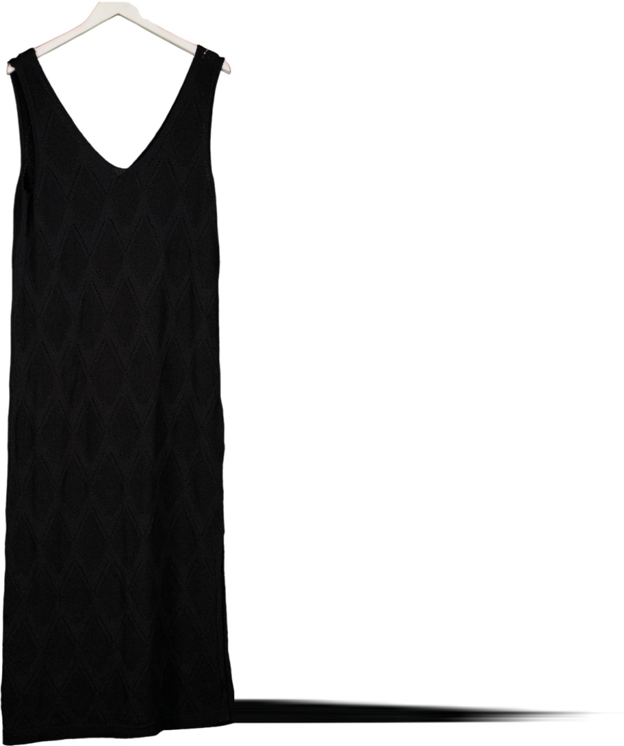 M&S Black Sleeveless Crochet Midi Dress UK M