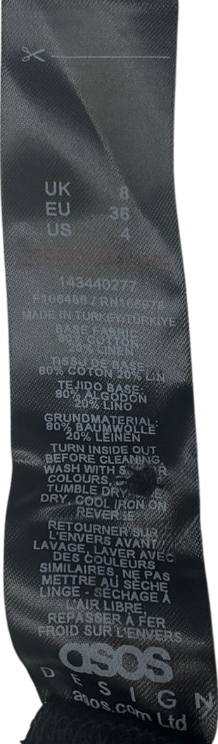 ASOS Black Slash Neck Button Down Dropped Waist Mini Dress UK 8