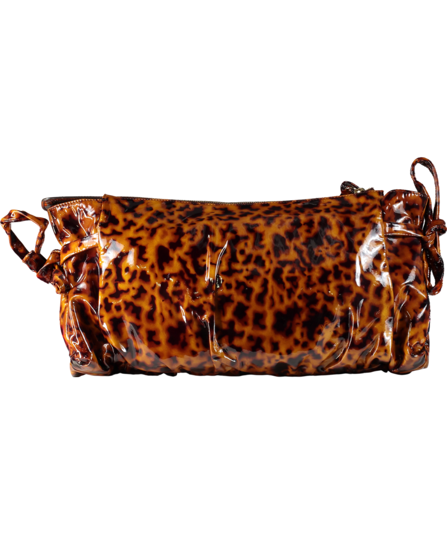 GUCCI Tortoise Shell Hysteria Patent Hobo Oversized Clutch Bag