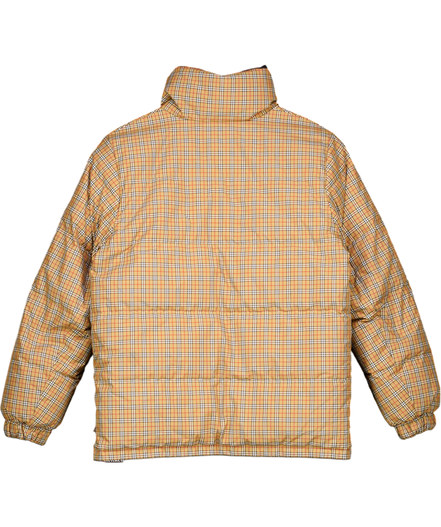 Burberry Black Reddich Reversible Vintage Check Plaid Puffer Down Jacket UK S