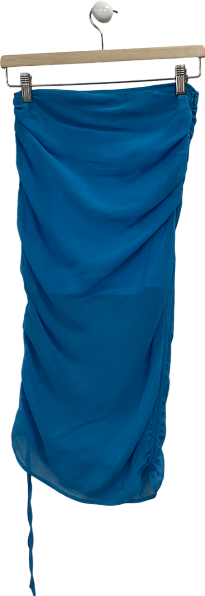 Misspap Blue Ruched Side Mini Skirt UK 6