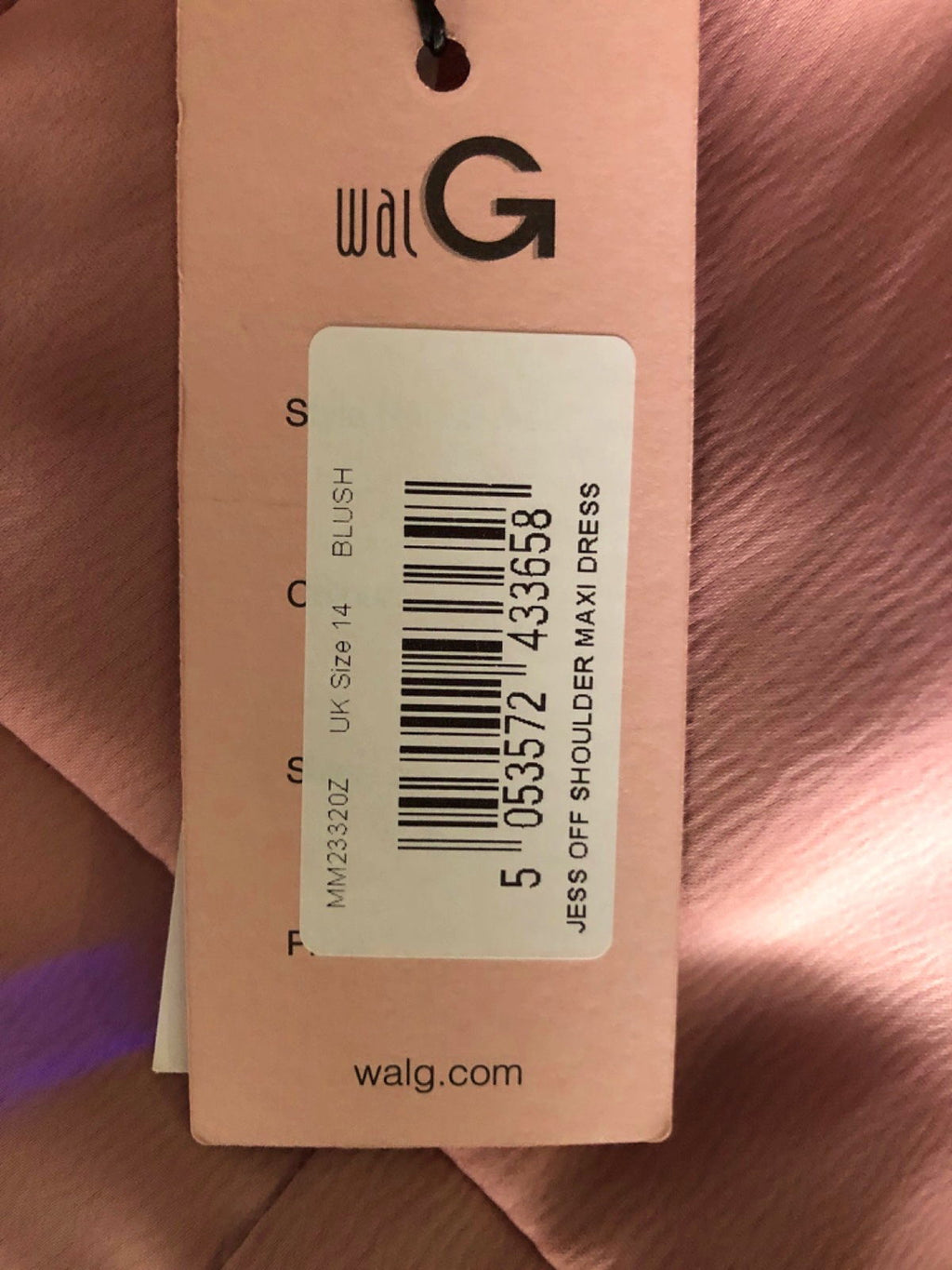 WalG Blush JES09 Off Shoulder Maxi Dress UK 14