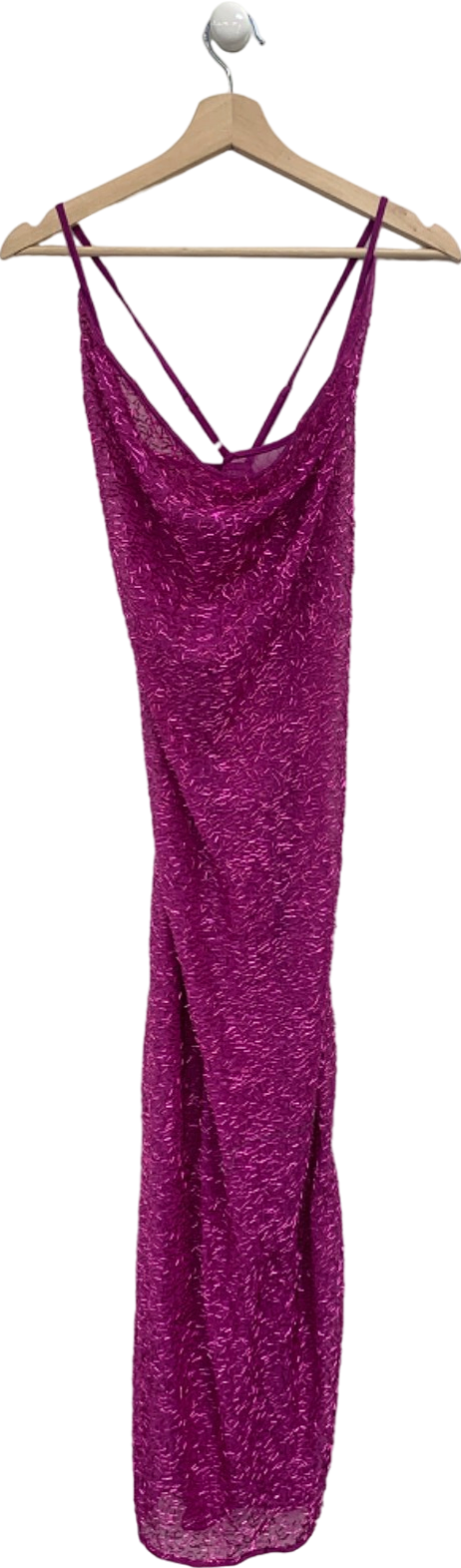 Boohoo Purple Sequin Cowl Neck Maxi Dress UK 8