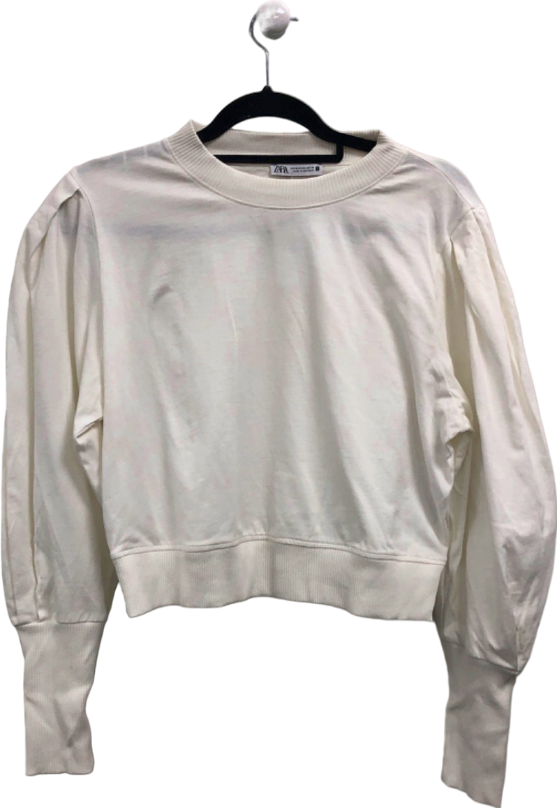 ZARA White Long Sleeve Pullover UK 10