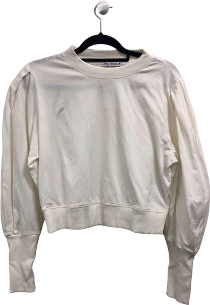 ZARA White Long Sleeve Pullover UK 10