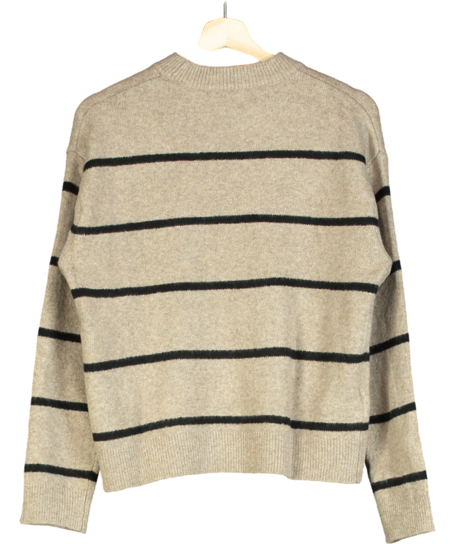 MANGO Brown Round Neck Striped Knit Jumper UK S