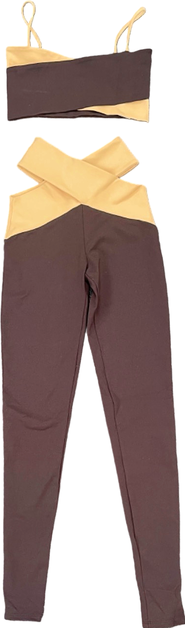 Live The Process Taupe Cropped Tank Top and Leggings UK Size 6