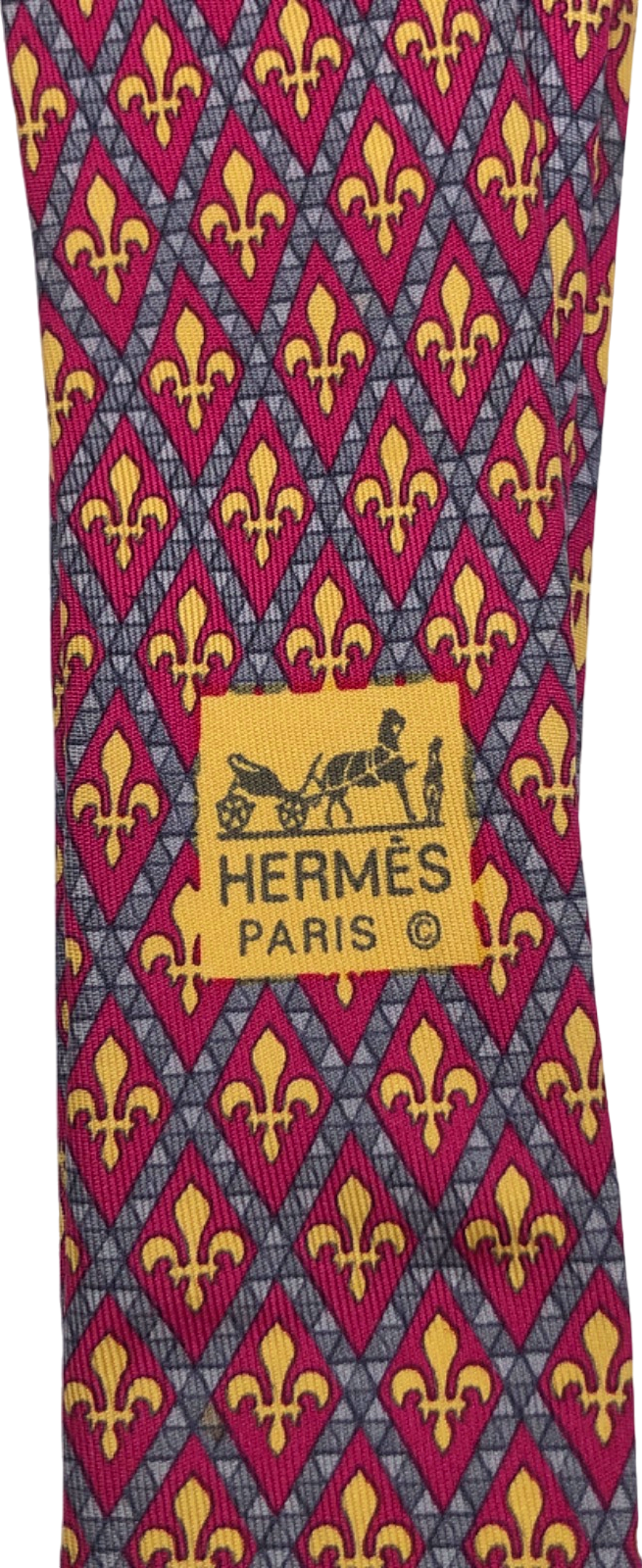 Hermès Red and Yellow Patterned Tie