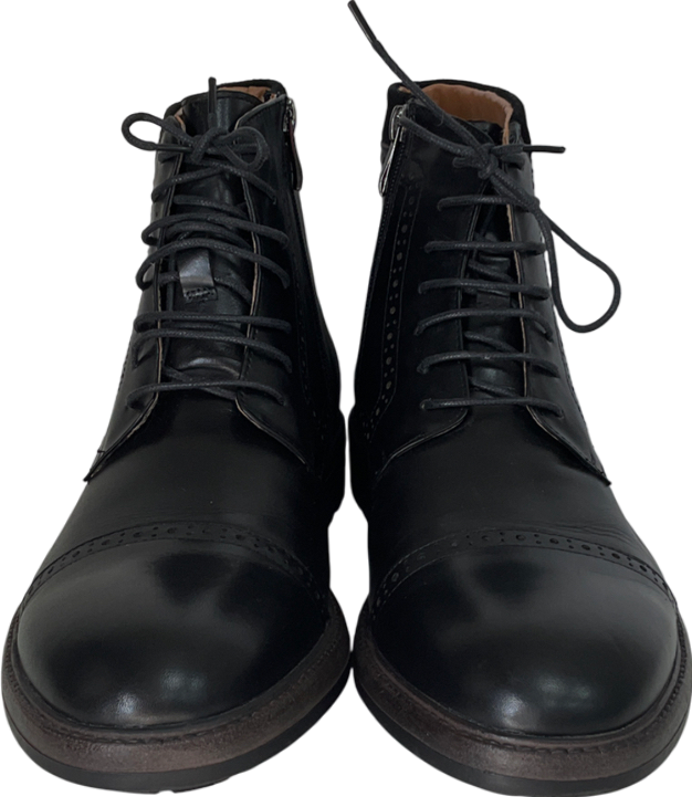 moda in pelle Aristea Black Leather Boots UK 10 EU 44 👞