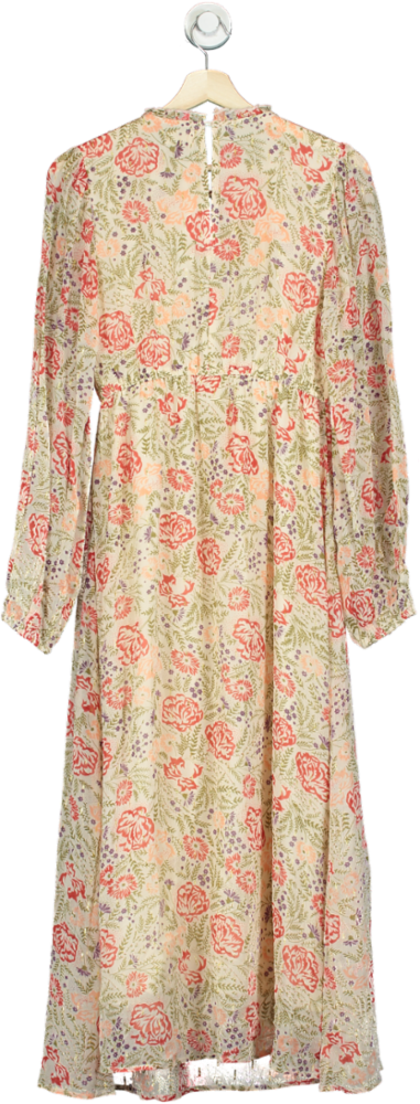 River Island Beige Floral Midi Dress UK 8