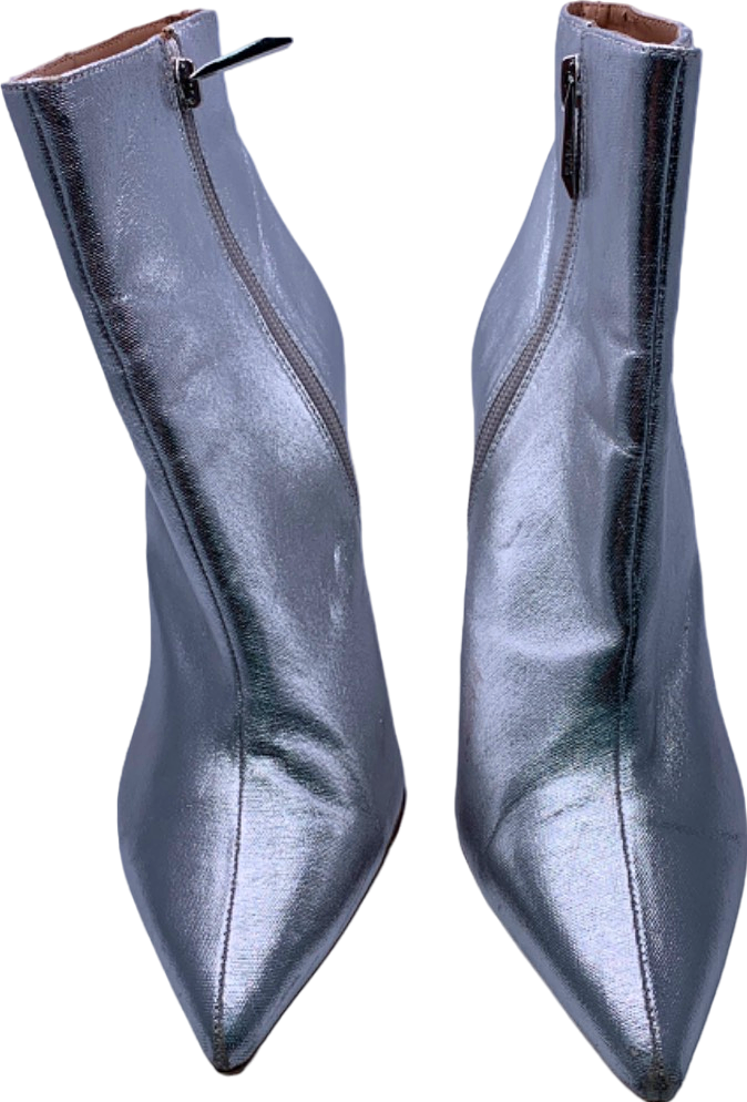 Zara Silver Metallic Pointed Toe Ankle Boots EU 41 UK 8