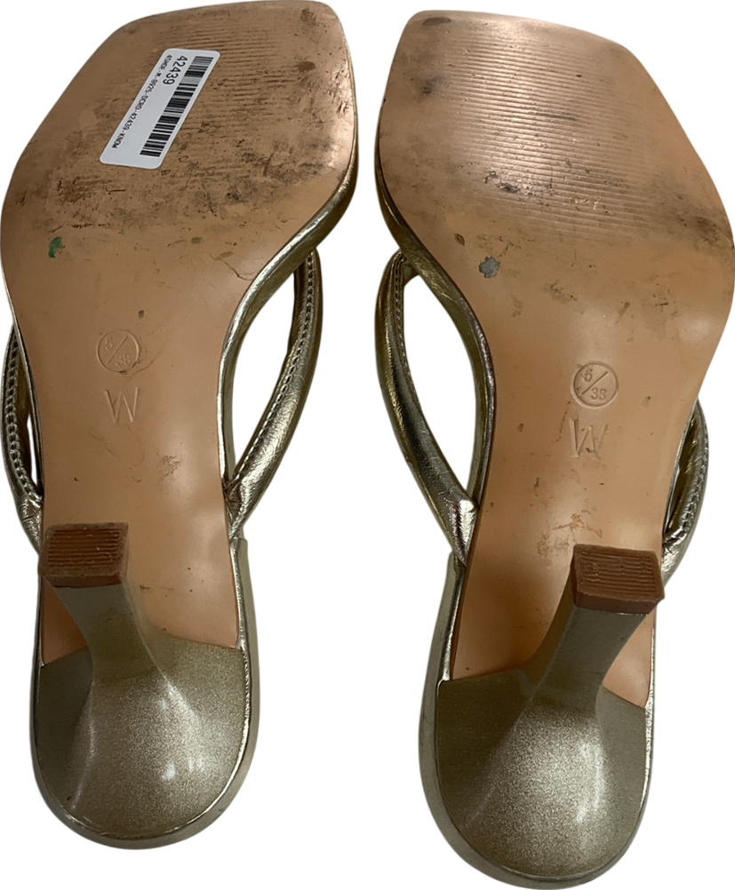 boohoo Wide Fit Metallic Padded Toe Post Mules UK 5 EU 38 👠